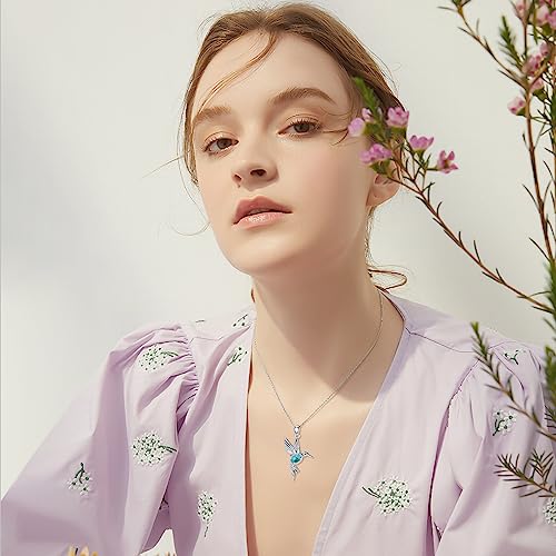 Hummingbird Necklace 925 Sterling Silver Natural Gemstone Hummingbird Pendant Animal Jewelry Gifts for Women2