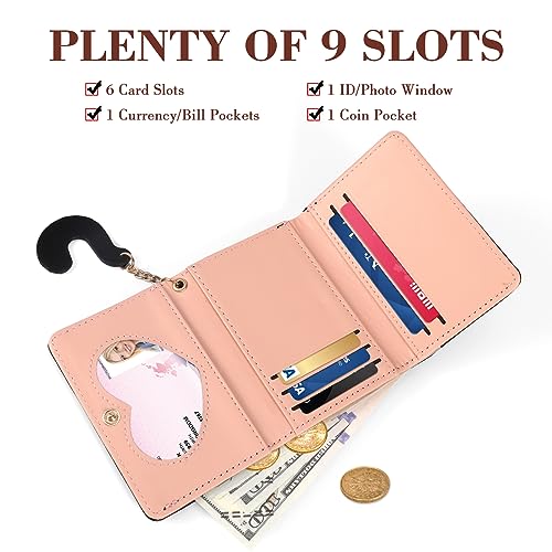 Purses for Women Small PU Leather,RFID Blocking Women Wallet Cute Bi-fold Wallet Fashion Black Cat Women's Purse Multi Slots Leather Wallet Thin and Light Coin Pocket Small Ladies Purse with ID Window2