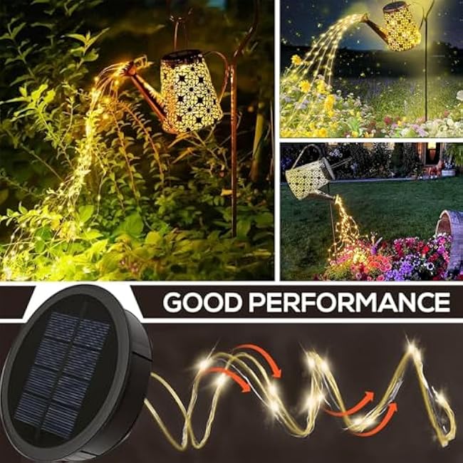 2 Pack Solar Watering Can Lights with Shepherd Hook,Solar Powered Watering Can Light, Waterproof Outdoor Garden Hanging Decoration(Classic).
