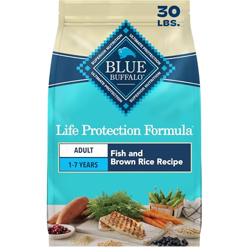 Blue Buffalo Life Protection Formula Adult Dry Dog Food, Helps Build and Maintain Strong Muscles, Made with Natural Ingredients, Fish & Brown Rice Recipe, 30-lb. Bag