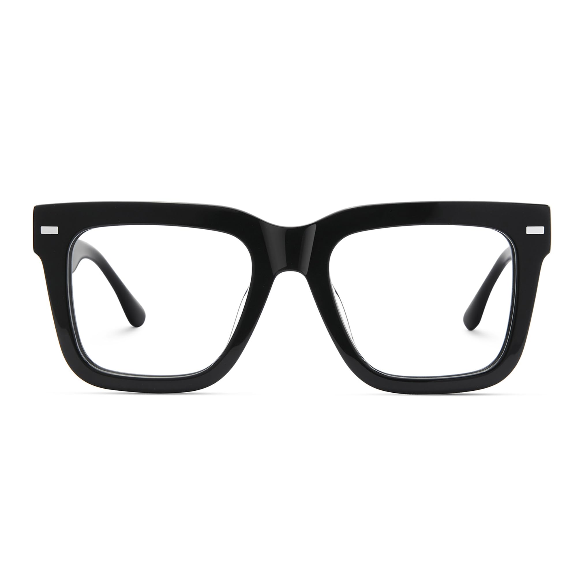 Zeelool Square Glasses Frames for Men Fashion Black Fake Eyeglasses With Clear Lens Vintage Acetate Full Eyewear Glasses Redina JGA270431-01