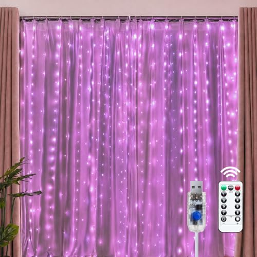 Image of Brightown 300 LED Fairy Curtain Lights, 9.8ft x 9.8ft Curtain String Lights
