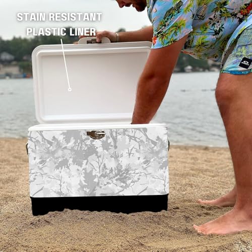 Image of FSE Hard-Sided 54 Qt. / 80 Can Metal Cooler | Durable outdoor beverage cooler with latch closure, bottle opener and side handles. Ideal for picnic or tailgate use