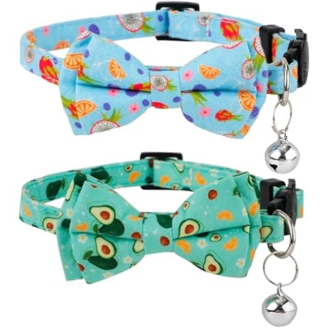 2pcs Adjustable Summer Cat Collars with Bowtie Cover