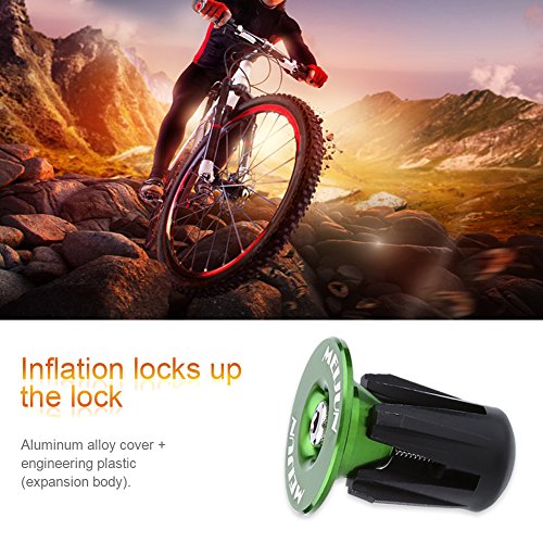 2pcs Cycle Handlebar Cap, Aluminum Bicycle Handlebar End Plugs Bike Bar End Plugs for Most Bicycles Road Bike(Green) - Image 3