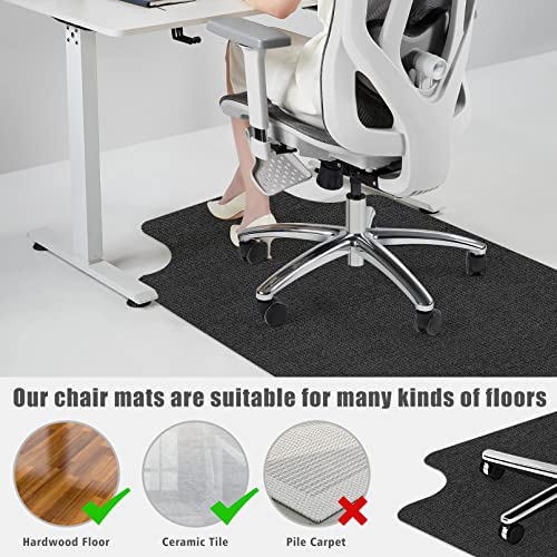 Office Chair Mat For Hardwood/Tile Floor, 48"X36" Desk Chair Mat, Computer Gaming Rolling Chair Mat, Under Desk Rug, Multi-Purpose Low-Pile Floor Protector, With Extended Lip (Dark Grey) #TOP1