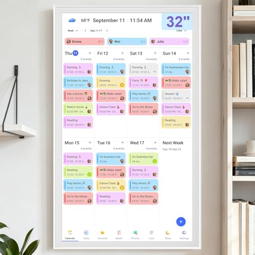 Image of 32 inch Smart Calendar Max, Digital Calendar & Chore Chart, Family Organizer with Interactive Touchscreen Display - Wall Mountable in Portrait or Landscape, Gifts for Women Men