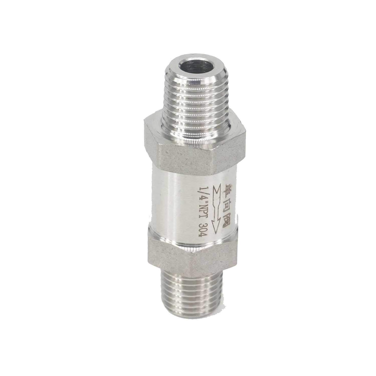 Check Valves 1/4 NPT Male One-Way Valve 304 Stainless Steel Water Gas Oil Non-Return 915 PSI