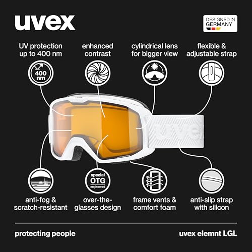 Uvex elemnt LGL Skibrille, white/lasergold lite-clear, one size – Ansicht 2