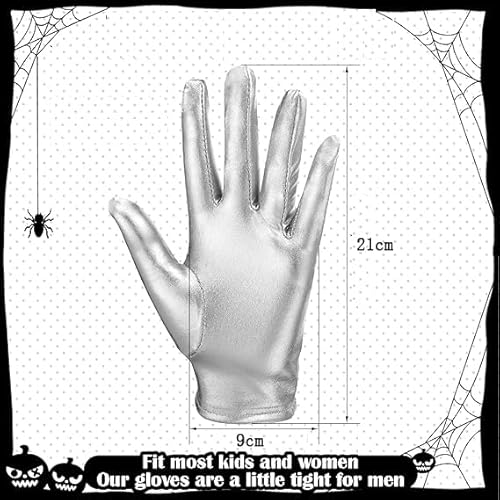 IHLOOTD Handschuhe Silber Metallic Halloween Silber Handschuhe Damen Gloves für Ausländer, 1920s Style Cosplay, Karneval Kostüm, Opera Look