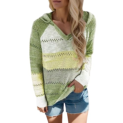 Sweat à capuche tricoté pour femme col en V fini les pulls sans forme ni style
