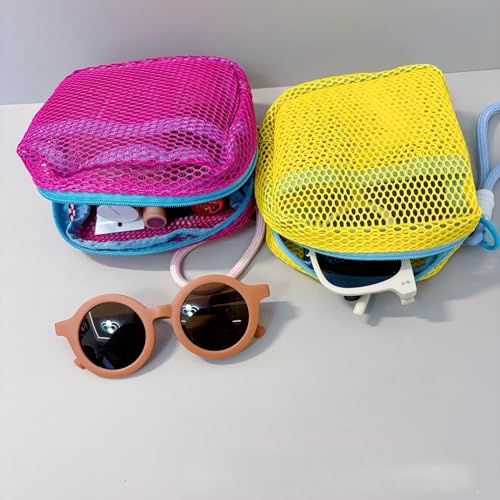 [Pacote com 2] Bolsas coloridas para projetos de tricô, organizador de armazenamento de malha de grande capacidade com cordão para fios, ganchos de crochê e suprimentos de tricô, bolsa de viagem