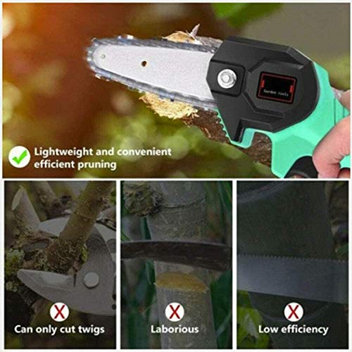 Deysen Mini Chainsaw, 4 Inch Cordless Electric Protable Chainsaw Rechargeable Lithium Battery Chainsaw 0.7kg Ultra-Light Electric Saw Suitable for Garden, Branch, Wood Cutting and Pruning