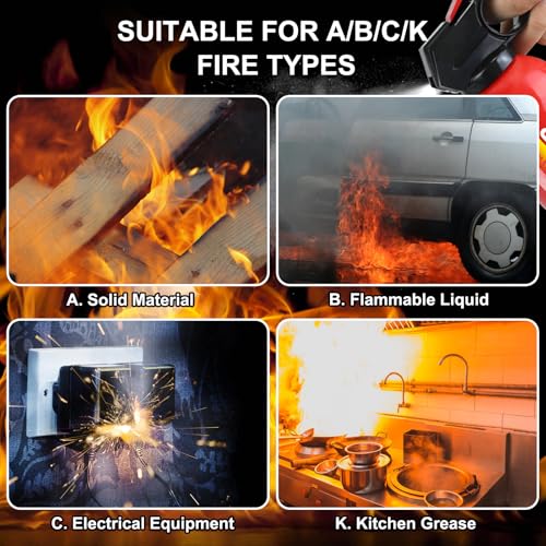 Fire Extinguisher for Home - 6pack Car Fire Extinguisher with Wall Mount, Small A B C K Fire Extinguisher, Water-Based Fire Extinguishers for Car/House/Kitchen/Truck/Marine/Boat/Vehicle/utv/rv - Image 3