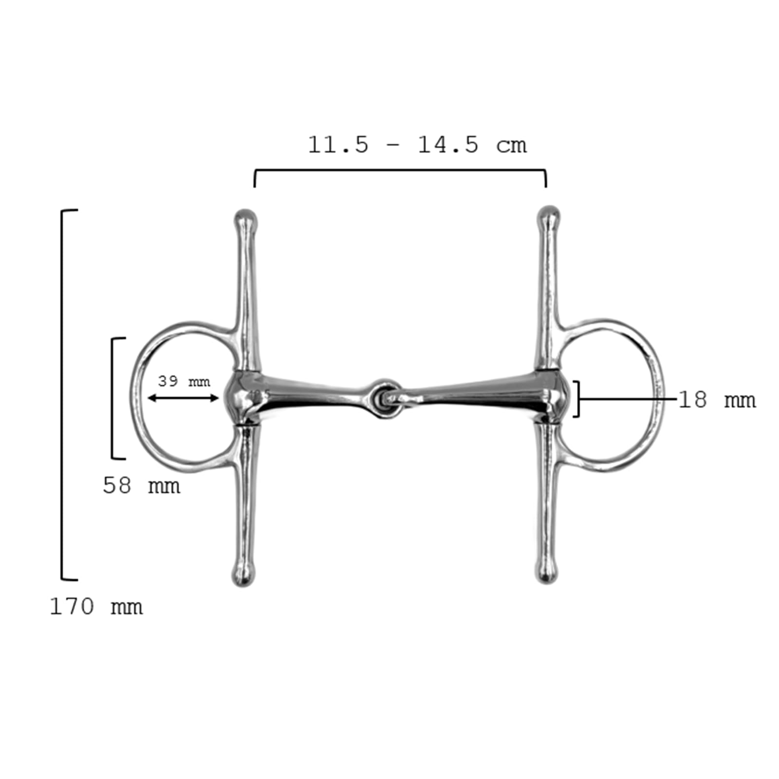 ES0105 Gebiss Knebeltrense Schenkeltrense Einfach Gebrochen aus Edelstahl 21 mm (12.5 cm)