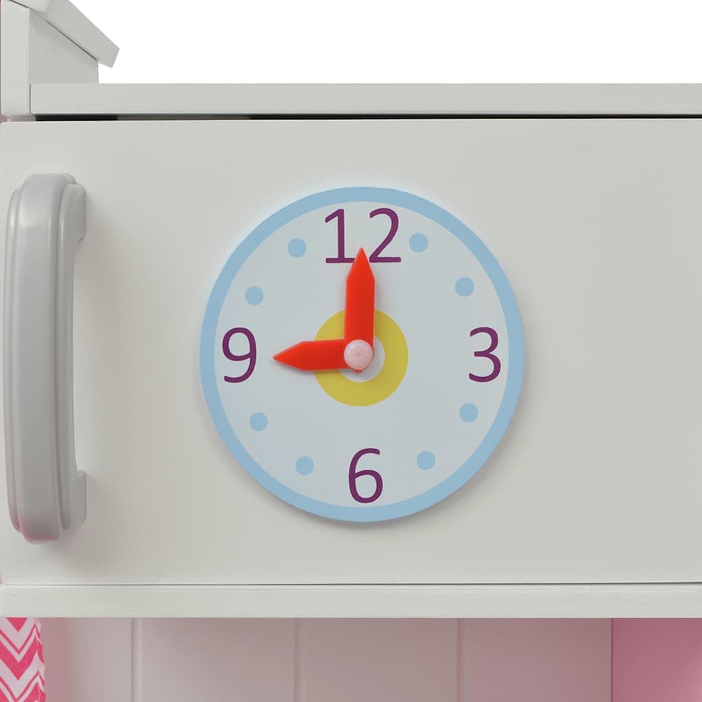 Spielzeugküche Holz 82x30x100 cm Rosa Weiß Kinderküche mit Herd Spüle Backofen Zubehör Rollenspiel für Mädchen und Jungen im Kinderzimmer Garten oder Outdoor geeignet