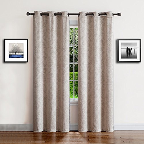 Warm Home Designs 1 Pair (2 Panels) Of Ivory (Cream) Insulated Thermal Blackout Curtains With Embossed Textured Damask Flower Pattern. Each Grommet Top Window Panel Is 38" X 84". Ev Ivory 38X84 #TOP25