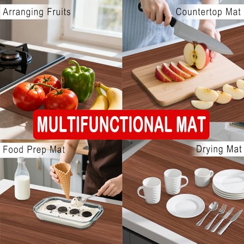 Image of Nuxovilar Stove Top Cover for Electric Stove, 20x28 Inch Polyester Glass Cooktop Protector with Dark Wood Grain Texture, for Kitchen Decor & Daily Use