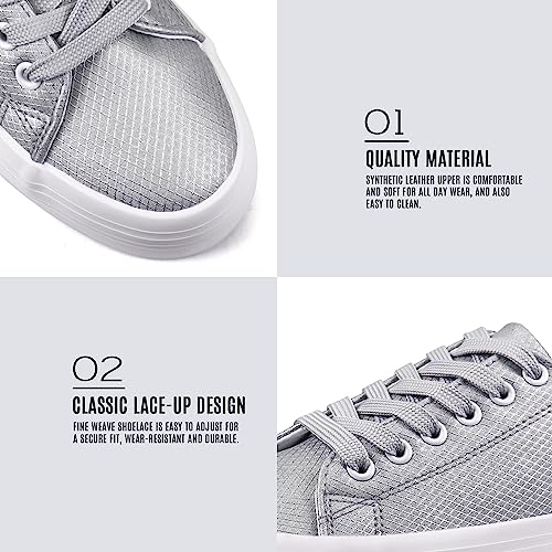 Image of JABASIC Women Lace Up Platform Sneakers Comfortable Casual Fashion Sneaker Walking Shoes
