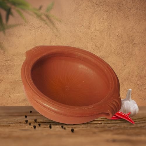Image of Kichera Deep Burned Clay Pots for Cooking and Serving - Mud Pot Handcrafted Black Pottery Handi /Kadai Combo 1L, 2L & 3L | Pre-Seasoned Unglazed | Mitti Bartan for Rice, Biryani, Curry (Black, 6L)