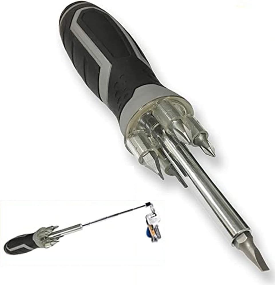 LED Screwdriver with Drive Socket and 12 Telescoping, MAGNETIC Pick-up Tool