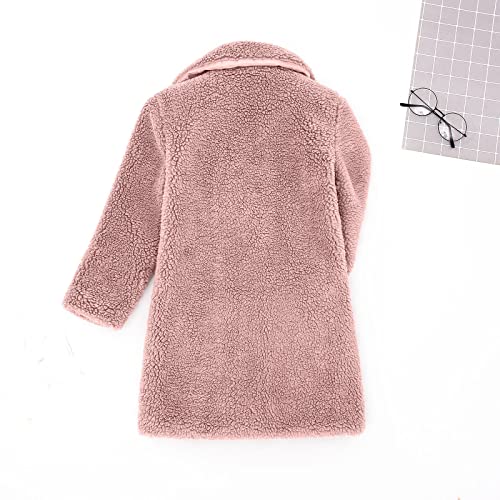 Baby Girls 𝗦𝗵erpa Coat Long Sleeve Lapel Button Windproof Mid Jacket Winter Thick Warm Outerwear with Pocket3
