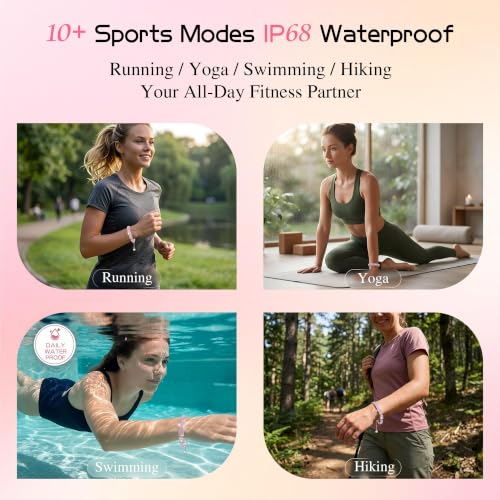 Image of 2-in-1 Crystal-Inlaid Smart Bracelet for Women, Jewelry Fitness Tracker with Heart Rate, Sleep & Cycle Tracking, IP68 Waterproof, Interchangeable Bands