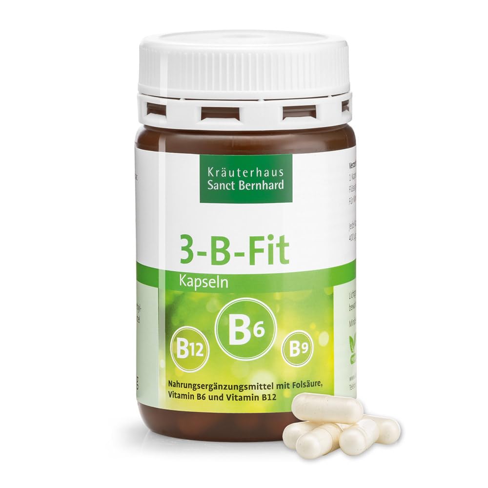Sanct Bernhard 3-B-Fit-Kapseln mit Folsäure, B6 und B12 – 120 Kapseln (4 Monate)