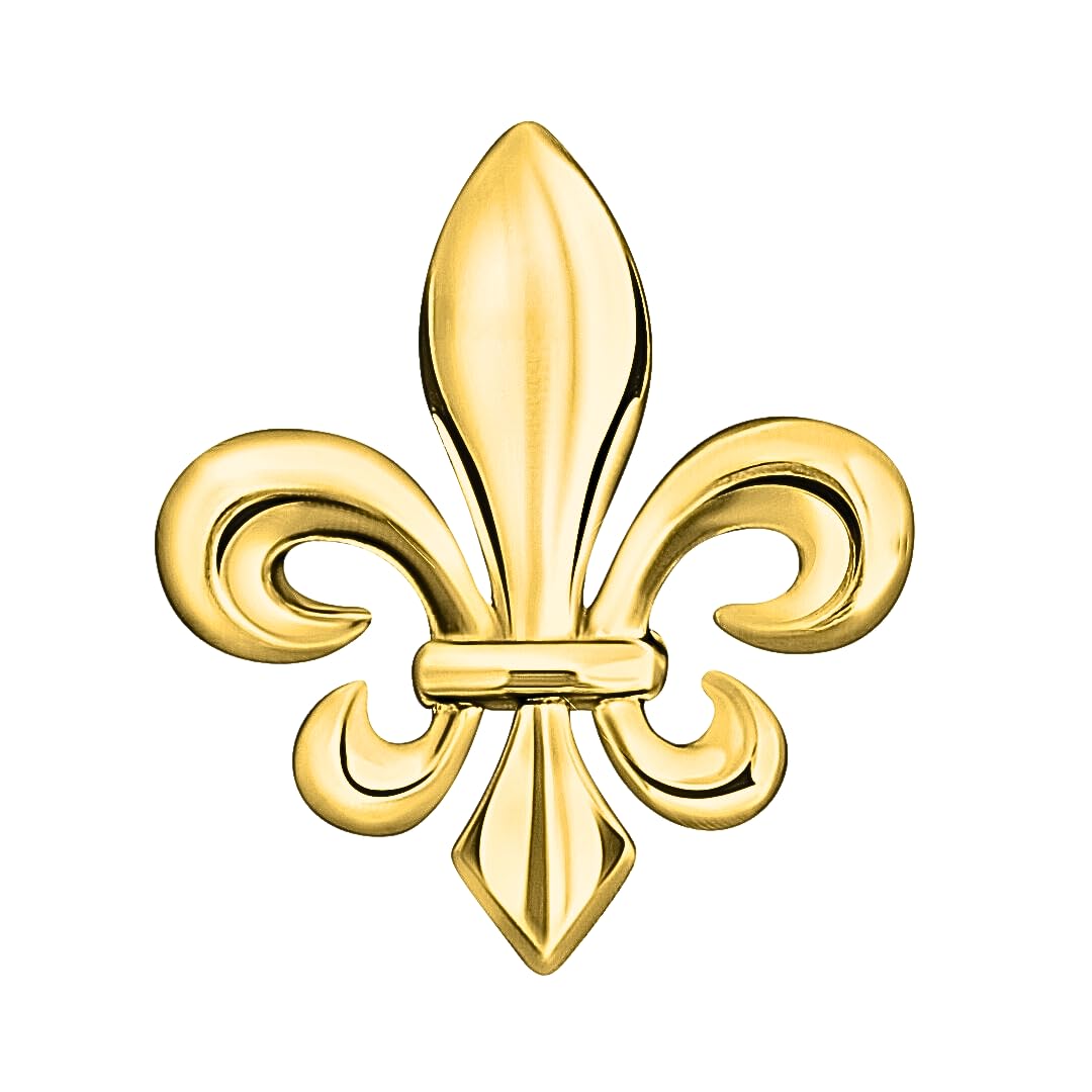 Broche Fantaisie Fleur De Lys Damassée Dorée - Bijou Vintage - Occasion