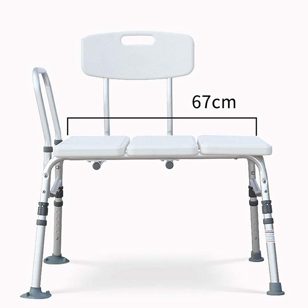 Asiento de Ducha de Diez Alturas Regulables, Banco de Ducha de baño extendido con Respaldo y apoyabrazos Silla de Ducha de Aluminio Asiento de baño con cojinete de Peso 150 kg, Asientos de d