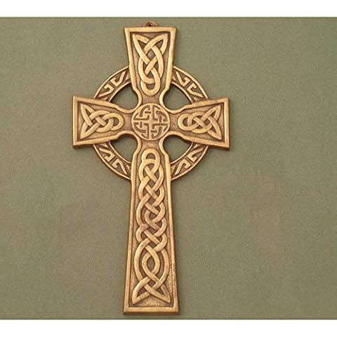 Robert Emmet Co. Medium Celtic Wall Cross with Knot center/Antique Brass Cover