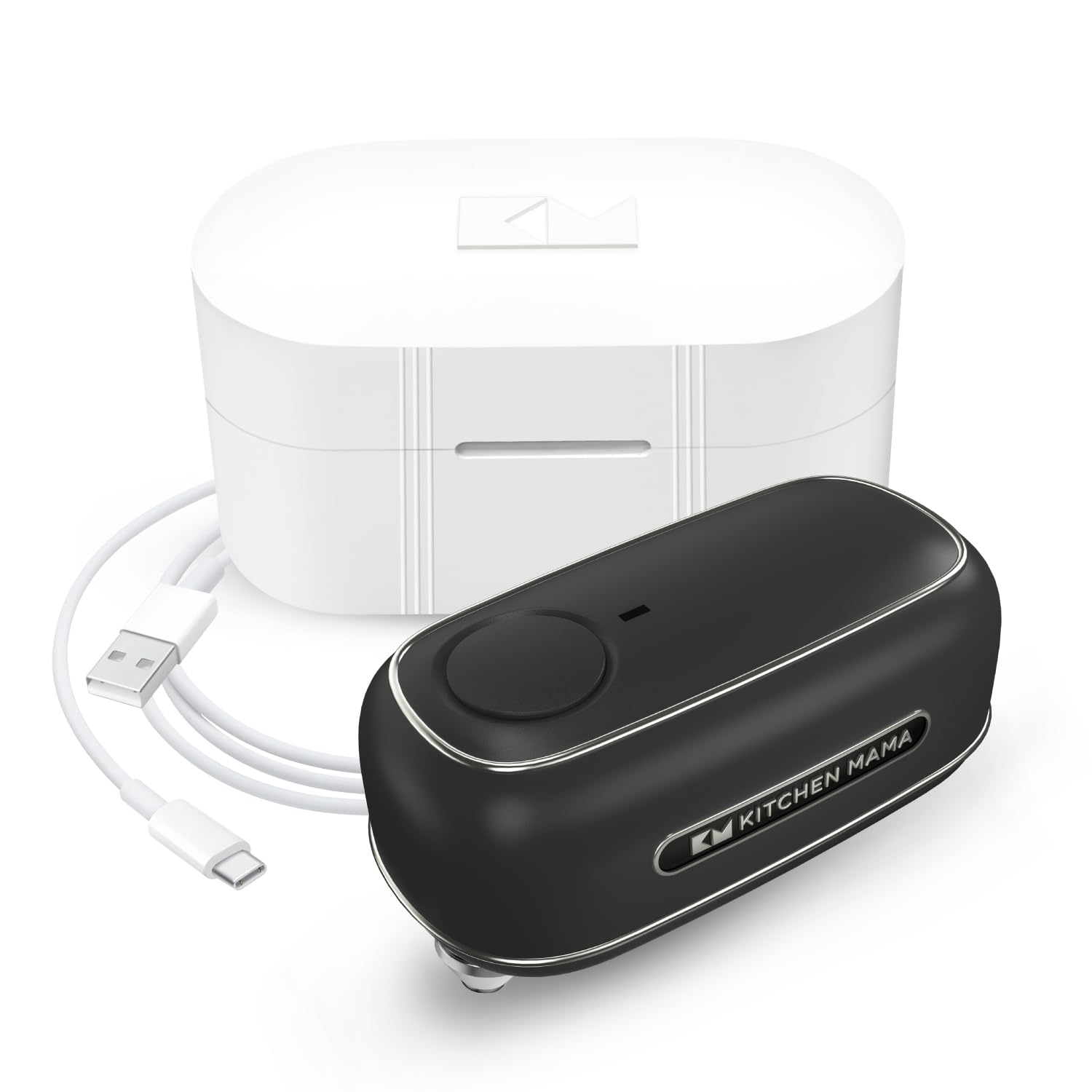 Orbit One wiederaufladbarer Dosenöffner von Kitchen Mama: Freihändige Bedienung, Aufladen über USB-C, automatische Abschaltung, glatter Rand, Klinge in Profiqualität für große Dosen (Schwarz)