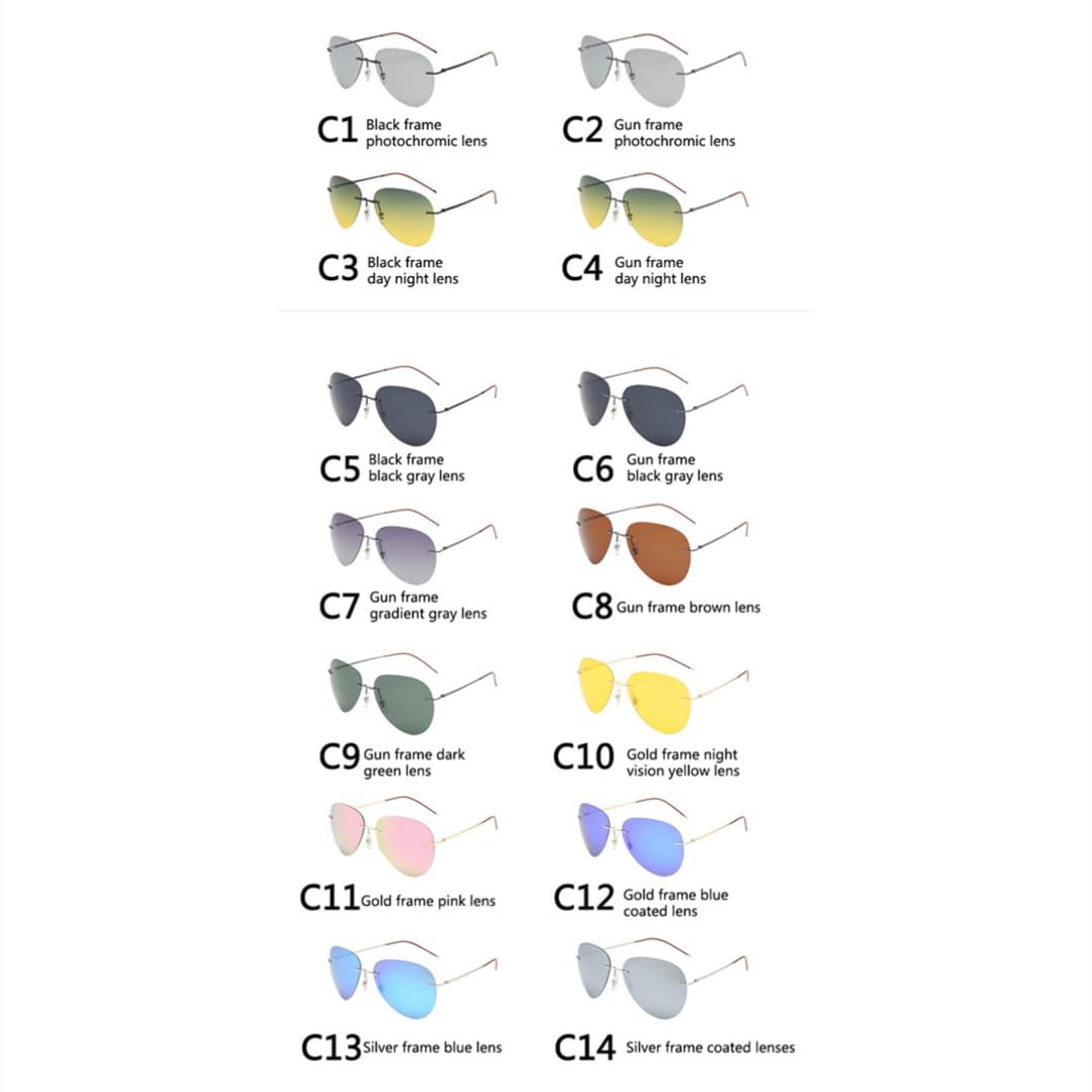 Gafas de sol polarizadas ultraligeras de titanio sin montura