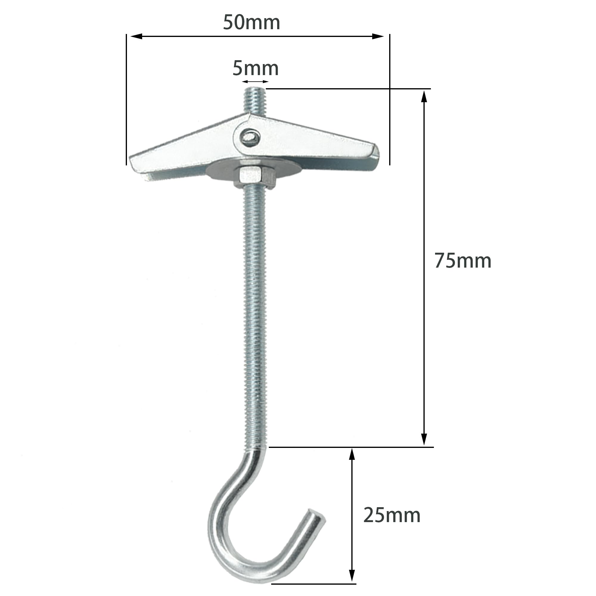 2 Ganci Da Soffitto Per Piante – Acciaio Zincato Con Alette A Molla – Supporto 9 Kg – Per Cartongesso E Pareti Cave