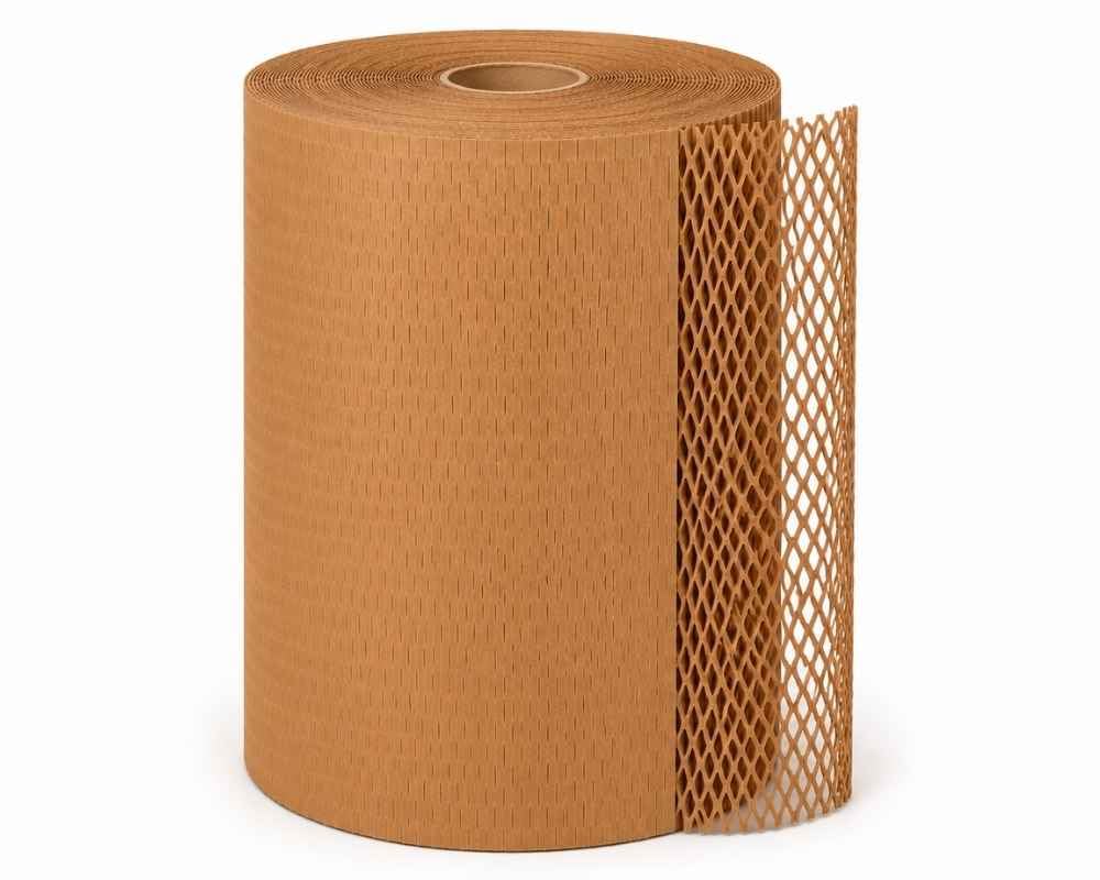 Wabenpapier Rolle 40cm x 250m Packpapier | 80g/m² Kraftpapier | Stoßdämpfendes Polsterpapier | 100% plastikfrei & recyclebar | Verpackungsmaterial für Gewerbe & Versand (1)