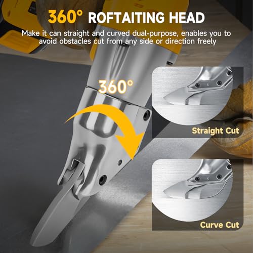 Image of Cordless Metal Shear for DeWalt 20V Max Battery, Brushless 14GA Steel Metal Cutter with 360 Roftaiting Head, 221 Ft-Lbs Torque for Cutting Stainless Sheet, Iron, Carpet, Leather,Cardboard(NO Battery)