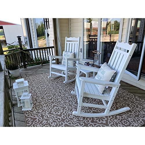 Stoog Set Of 2 Outdoor Rocking Chairs, Hips Plastic Porch Rocker With 400 Lbs Weight Capacity, For Backyard, Fire Pit, Lawn, Garden And Indoor (White) #TOP1