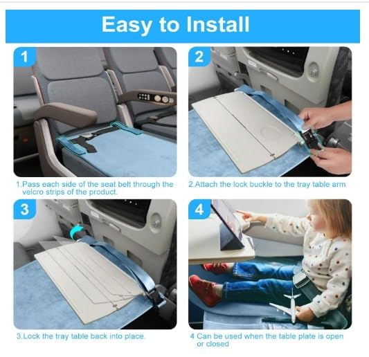 Miniatura 6 de Extensor de cama de avión y asiento de avión para niños pequeños, reposapiés portátil para vuelos infantiles, cama de avión de terciopelo suave,