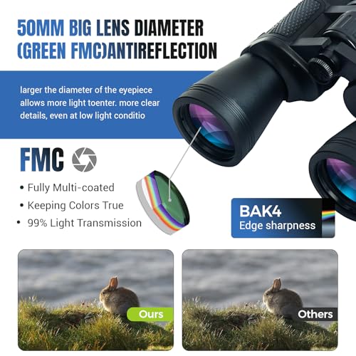 30x50 High Powered Binoculars for Adults, Waterproof Compact Binoculars with Low Light Vision for Bird Watching Hunting Football Games Travel Stargazing Cruise, Christmas Birthday Gifts for Men