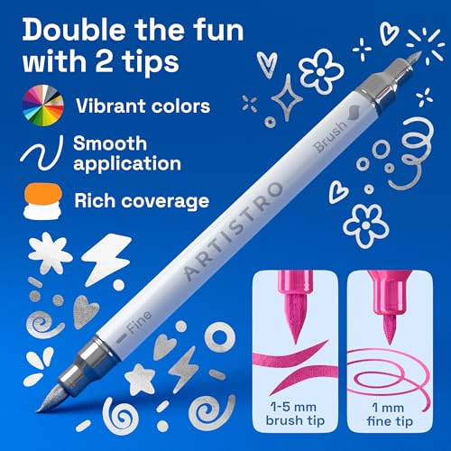 Image of ARTISTRO 5 Metallic Acrylic Paint Markers - Paint Pens for Drawing - For Fabric, Rock, Glass, Wood, Molds - Arts & Crafts Gift for Adults, Teens, Kids, Classroom Must Haves & School Supplies
