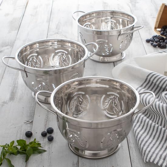 Miniatura 5 de Rod's - Colador de silueta de cabeza de caballo, acero inoxidable, base de 6 pulgadas, capacidad de 4 cuartos de galón, estilo occidental