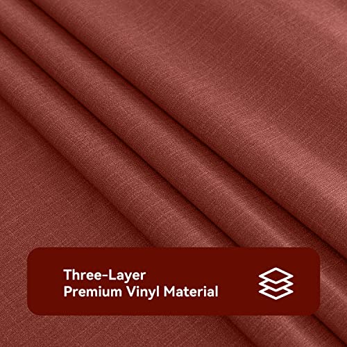 Image of Romanstile Christmas 100% Waterproof PVC Tablecloth, Rectangle Oil Spill Proof Stain Resistant Vinyl Table Cloth, Wipe Clean Plastic Table Covers for Kitchen /Dining /Parties - 60 x 84 Inch, Rust Red