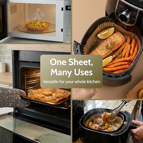 Image of Clazkit 100 PCS Air Fryer Paper Liners Disposable | 8 Inch Square Parchment Sheets | Oil Proof, Non-Stick & Heat Resistant Baking Paper for Air Fryer, Microwave, Oven & Roasting