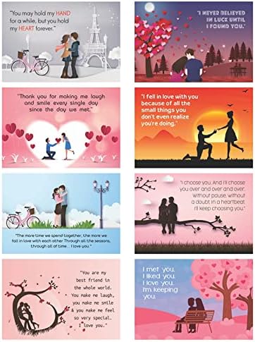 Valentine Love Greeting Cards For Boyfriend,Girlfriend,Husband&Wife Set Of 8 Romantic Cards,Valentine's Day