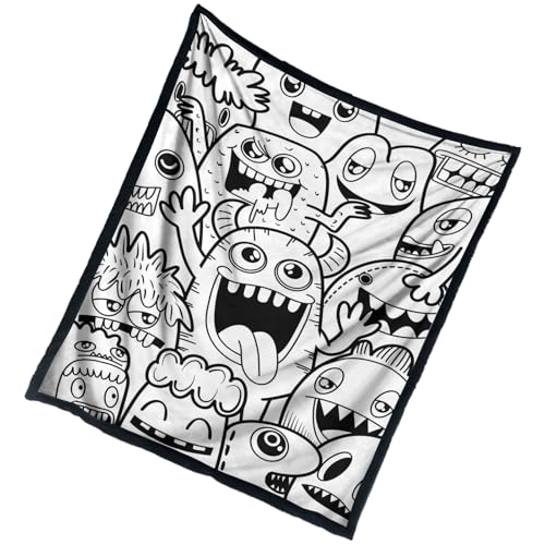 Manta lavable para colorear – Colcha para niños de 59 x 50 pulgadas, con color tu propio diseño, manta cálida y suave de invierno, regalo creativo de actividades artísticas | para niñas, adolescentes