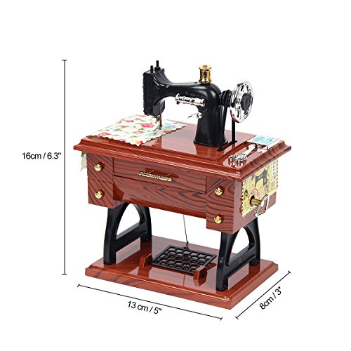 Image of Vintage Music Box Mini Sewing Machine Mechanical Toy Home Table Decoration Gift