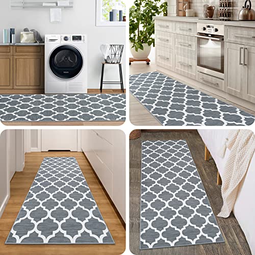 Caromio Modern Runner Rug Moroccan Trellis Lattice Pattern Geometric Rugs Entry Way Runner Rug Non-Slip Low Pile Area Rug Runner Hallway Entry Carpet For Floor Kitchen Laundry, 2'3" X 8' #TOP6