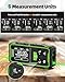 Huepar Dual Laser Measuring Tool, 393Ft Green-Beam Bilateral Digital Laser Distance Measure 6 Units Ft/in/M, Rechargeable Laser Measurement Tool -Backlit LCD Display, Length/Area/Volume/Angle Sensor
