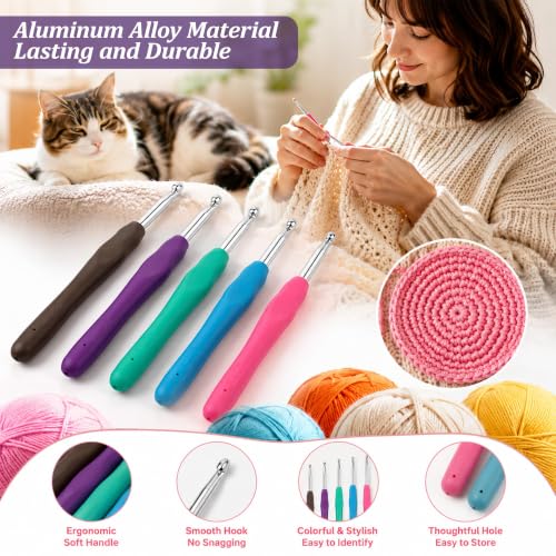 Image of Yarniss 20 Sizes Ergonomic Crochet Hooks Set for Beginner 0.5mm-10mm