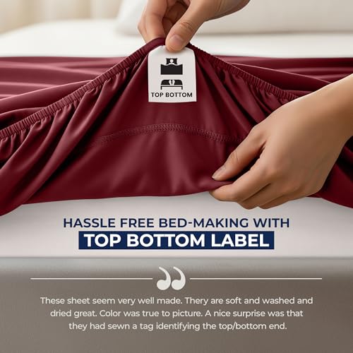Image of Utopia Bedding Extra Deep Pocket King Fitted Sheet, Fits up to 21 Inch Mattress - Hotel Luxury, Soft, Breathable and Comfy - Shrinkage and Fade Resistant - Easy Care (Burgundy)